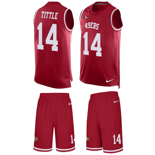 Men's Limited Y.A. Tittle Nike Jersey Red - #14 Tank Top Suit NFL San Francisco 49ers